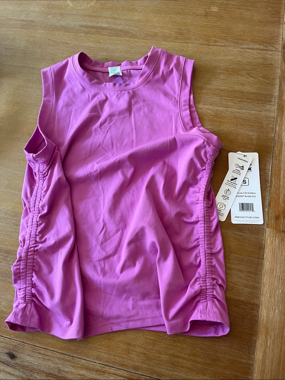 RBX Pink Sleeveless Ruched Side Active Tank